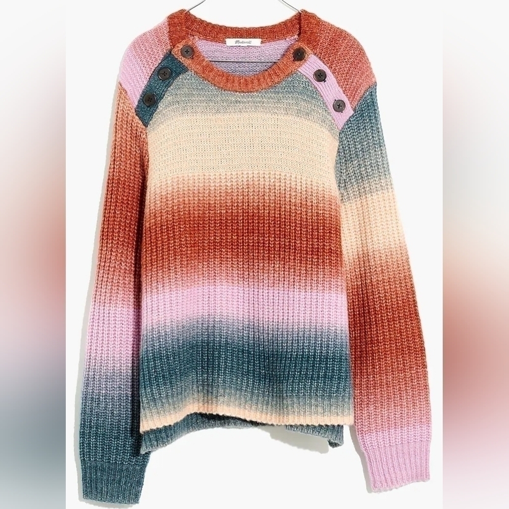 Madewell Space-Dyed Button-Shoulder Pullover oversized Sweater XXS